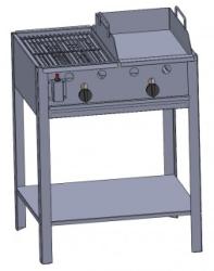 Kétégős álló kombi készülék grillbetéttel, lapsütővel PB-gáz üzemű (BGT-2 GLS)