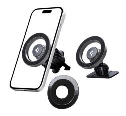 SPIGEN MFT13 autós tartó (szellőzőre, műszerfalra, öntapadó, 360°, MagSafe) EZÜST