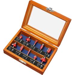 Extol Premium felsőmaró készlet 10 db-os, fadobozban (44041)