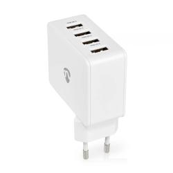 Nedis fali töltő, gyors töltés, 24W, 4x USB-A (WCHAU481AWT)