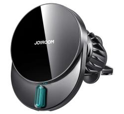 JOYROOM autós tartó (szellőzőre, mágneses, gyorstöltő, 15W, wireless, LED jelzés) FEKETEJR-ZS409_B