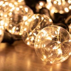 Home Sorolható party fényfüzér, Micro LED-es melegfehér gömb, kültéri, 5 m (LPL 10 GLOBE)