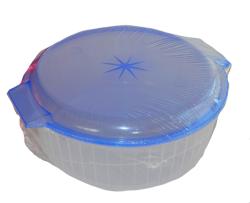 Kör alakú műanyag mikrótál tetővel 1 l kék (192)