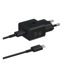Samsung hálózati töltő Type-C aljzat (25W, GaN, PD gyorstöltő + Type-C kábel) FEKETE