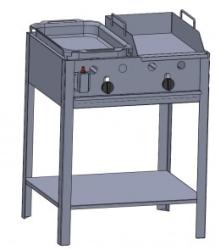 BGS-2 PLS kétégős álló kombi készülék pecsenye-, és lapsütővel PB-gáz üzemű