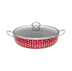 Perfect Home piros pöttyös zománcozott szeletsütő lábas 26cm+üvegfedő (13271)