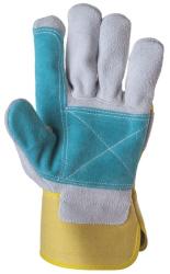 Bőrkesztyű (4244), dupla hasítékbőr tenyérrel, Sárga vászon kézháttal 11-es méretben (231)