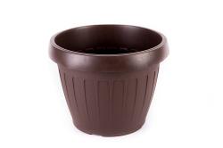 Virágtartó, hordó alakú, 32 cm, barna műanyag (366)