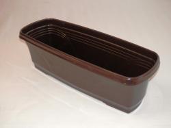 Virágláda tálcával,  50 cm, barna műanyag (892)