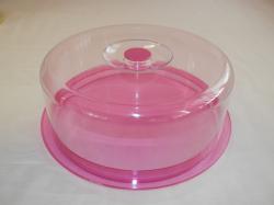 Nagy műanyag tortatartó és szendvicsbúra pink (247)