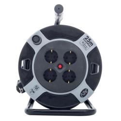 GAO 0010105463 kábeldob, 25m, 4 dugalj, max. 3000 W, 3x1.5 mm2, IP20, termo kapcsoló