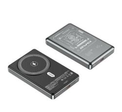 Awei PA-31 vésztöltő Type-C aljzat (10000mAh, 15W, wireless, MagSafe, PD gyorstöltő 3.0) SÖTÉTSZÜRKE