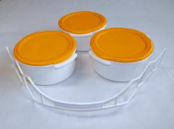 Kétszemélyes műanyag ételhordó 3 részes 1,5 l sárga (51)