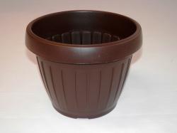 Virágtartó, hordó alakú, 50 cm, barna műanyag (272)