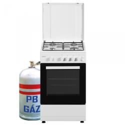 Samus (SM450APBSF) gáztűzhely PB-gáz üzemű, 4 égős, piezzo 50 cm, fehér,