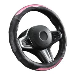 Bőr kormányvédő 38cm fekete-pink (5408P)