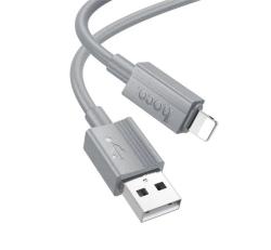 HOCO X107 adatkábel (USB - lightning, 2.4A, 100cm) VILÁGOSSZÜRKE