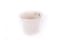 Virágtartó, hordó alakú, 17,5 cm, fehér műanyag (365)