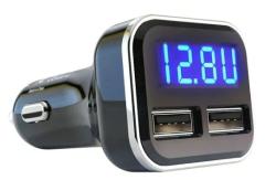 USB töltő + digitális voltmérő 24W-4,8A (W16134-2)