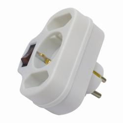 3-as kapcsolós elosztó 2 euro+1 földelt aljzat (NVK 3/WH)