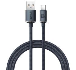 Baseus CRYSTAL SHINE adatkábel (USB - Type-C, 100W, PD gyorstöltő, 200cm, cipőfűző) FEKETECAJY000501