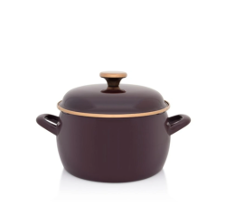 Metalac Princ zománcozott mély lábas fedővel, 20 cm, 4,2 L, bordó (387263)