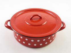 Bonyhádi pöttyös zománcozott lábas + fedő 22 cm