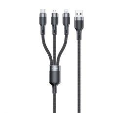 Awei CL-975 adatkábel 3in1 (USB - Type-C/lightning/microUSB, 100W, gyorstöltő, 120cm) FEKETE