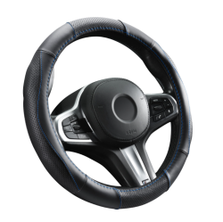 Valódi bőr kormányvédő DW-5055BL 36-38cm, kék varrással (979)