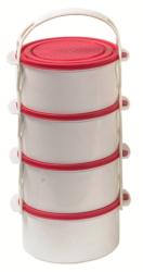 Egyszemélyes műanyag ételhordó, 4 részes 1 l  piros (83)