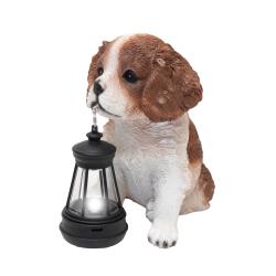 Home napelemes kerti lámpa, kutya lámpással (MX672-barna)