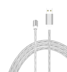 TYPE-C világító LED töltőkábel, fehér (1in1cw)