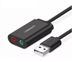 Ugreen USB külső hangkártya 3,5 mm-es mini jack 15 cm fekete (30724)