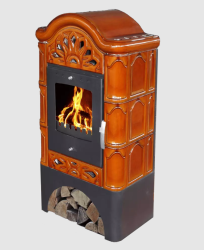 Benedetto kerámia csempés kandalló, aranybarna (DOM-KAND-003)