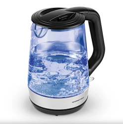 Gourmetmaxx üveg vízforraló rozsdamentes acél, fekete 1,7L 2200W (DS11330-L)