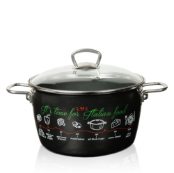 Metalac Imperial Lux zománcozott mély lábas üvegfedővel, 24 cm, 6 L (386354)