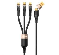 Awei töltőkábel 3in2 (Type-C/USB - lightning/Type-C, microUSB, 100W, gyorstöltő, 120cm) FEKETE