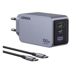 Ugreen NEXODE PRO X757 hálózati töltő USB+3 Type-C aljzat (100W, GaN, PD gyorstöltő + Type-C kábel)