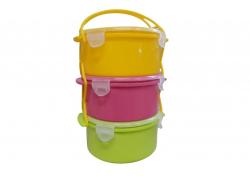 Hermetikusan záródó 3 részes, műanyag ételhordó 1,5 l 3 színű (436/S)