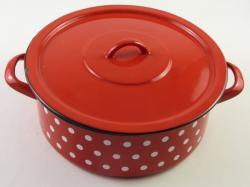 Bonyhádi pöttyös zománcozott lábas + fedő 26 cm