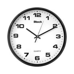 Btech falióra, 25 cm átmérő, fekete számlap, fekete keret, műanyag (BH-130)