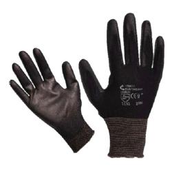 Kötött védőkesztyű, poliuretánba mártott,fekete 10-es HS-04-003