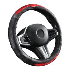 Bőr kormányvédő 38cm fekete-piros (5408R)