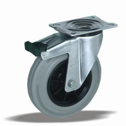 Kerék önbeálló talpas műanyag felnis fékezhető 125 szürke (11649)