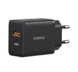 Baseus CUBE hálózati töltő USB+Type-C aljzat (20W, GaN, PD gyorstöltő 3.0) FEKETE