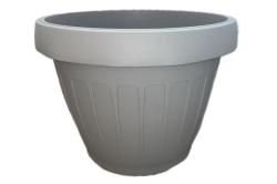 Virágtartó, hordó alakú, 40 cm, szürke műanyag (367/1)