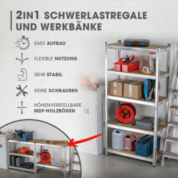 Maxx-World EasyMaxx magas teherbírású polc, 5 fapolccal (DS11768-L)