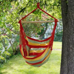 Egyszemélyes függőszék 90cm x 130cm, ajándék párnákkal, piros-zöld