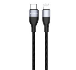 Usams MJEMS adatkábel (Type-C - lightning, PD gyorstöltő, 120cm, cipőfűző) FEKETE