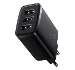 Baseus COMPACT hálózati töltő 3 USB aljzat (17W, gyorstöltő) FEKETECCXJ020101